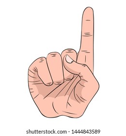 Hand sign showing number one - vector illustration. Hand collection.