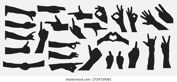 ilustração de vetor de conjunto de silhueta de sinal de mão