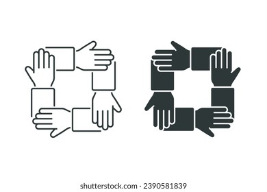 Señal de mano de trabajo en equipo. Vector de ilustración