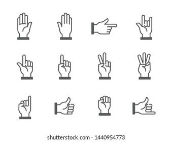 Hand Sign Thin Line Vector Icons. for any Design. Commercial use. Separate Layers.