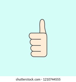 hand sign thumb up colored outline icon. One of the collection icons for websites, web design, mobile app