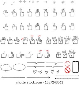 Hand sign, touch, vector icons set