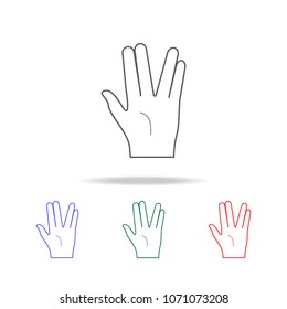hand sign two fingers spread apart icon. Elements of hands multi colored icons. Premium quality graphic design icon. Simple icon for websites, web design mobile app, info graphics on white background