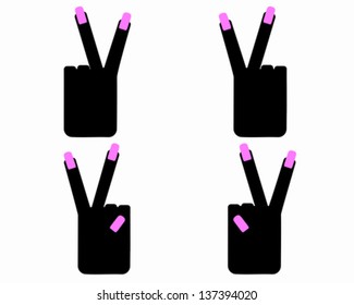 Hand sign victory