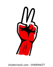 Hand sign victory or peace. Win symbol vector illustration