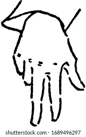 Hand signal indicate the amount of increase or decrease by fingers, vintage line drawing or engraving illustration.