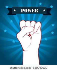 hand signal power over blue background vector illustration