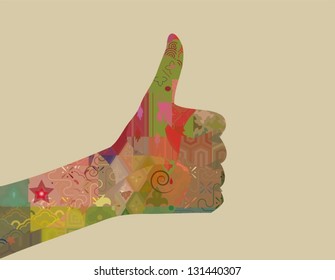 Hand signaling thumb up