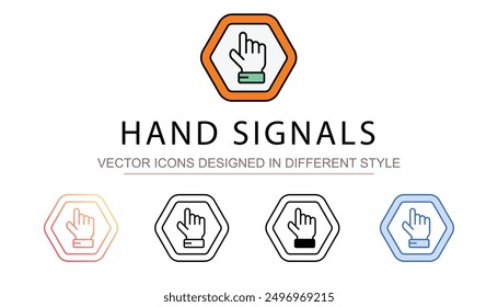 Hand Signals icon design with white background stock illustration