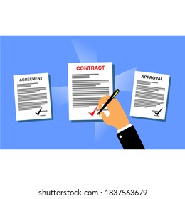 a hand signed one of the three documents