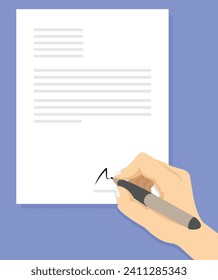 Hand signing contract. stock illustration