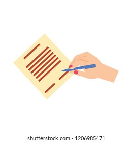 hand signing document isolated icon