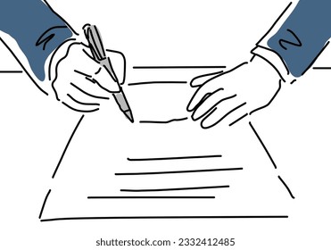 ilustración de dibujo manual de documentos de firma manual, vector
