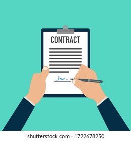 hand signing paper document pen document paper vector illustration