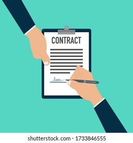 hand signing paper document pen document paper vector illustration