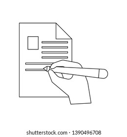 hand signs a contract icon. Element of banking for mobile concept and web apps icon. Outline, thin line icon for website design and development, app development