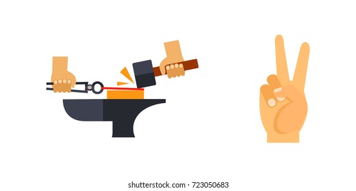 Hand signs icon set