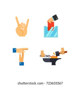 Hand signs icon set