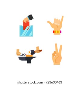 Hand signs icon set