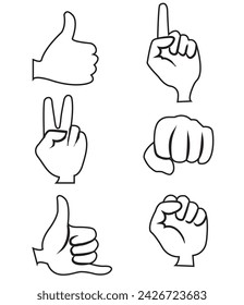 Conjunto de iconos de señales manuales. Ilustración de vector de icono de mano