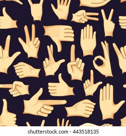 Hand signs icons set pattern