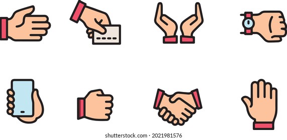 Diseño vectorial de iconos de señales manuales 