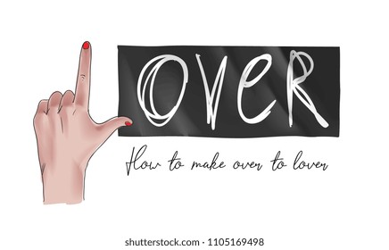 hand signs l letter to make lover on black sticker