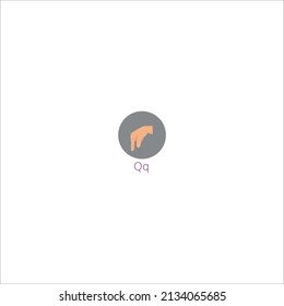 Hand signs Letter Q for hand sign, for disabled vector