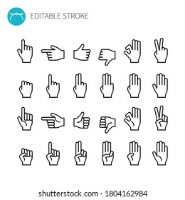 Hand Signs Line Icon Set