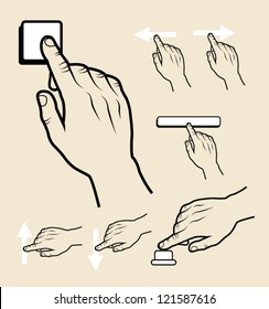 Hand signs (press, push, sliding, click).