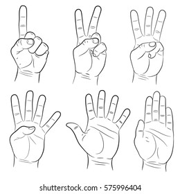 hand signs set of monochrome vector illustration