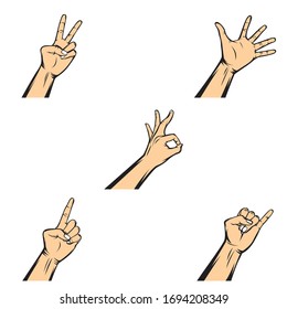 hand signs. vector art illustration