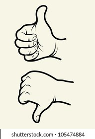 Hand signs vector. Good and bad symbol hand illustration