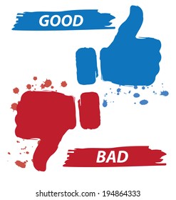 Hand signs vector. Good and bad concept.
