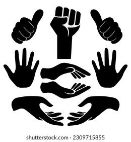 Hand silhouette design vector. Collection of hand silhouette vector
