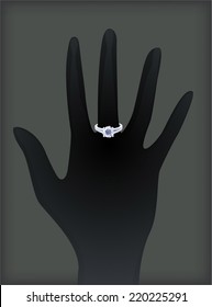 hand silhouette with diamond ring