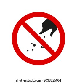 Hand Silhouette Feeding Ban Prohibition Sign. No Symbol, Do Not Sign, Circle Backslash Symbol. Do Not Feed The Animals Symbol Isolated On White. Vector Illustration.