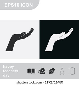 Hand silhouette flat black and white vector icon.