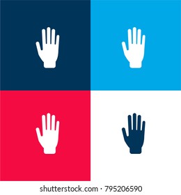 Hand silhouette four color material and minimal icon logo set in red and blue