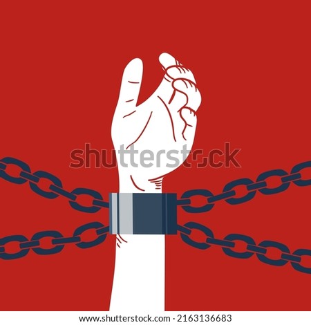 hand silhouette handcuffed and chained