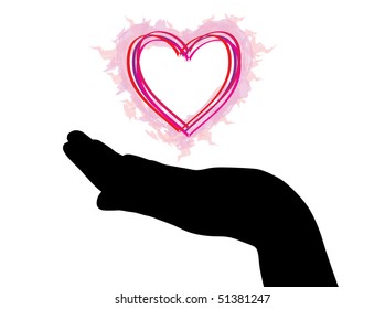 hand silhouette with heart