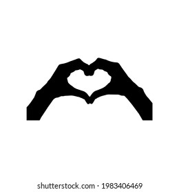 Hand Silhouette  with Heart-Shaped for Art Illustration, Website, Pictogram, Logo or Design Element. Vector Illustration