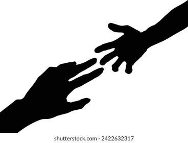 hand silhouette isolated on white, Vector collection of human hands of different gestures, hands gesturing black, Black hands silhouettes, vector illustration