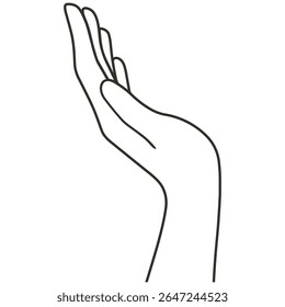 Hand Silhouette in Line Style. Vector Icon Isolated on Transparent Background