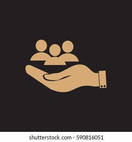 hand and the silhouette of a men