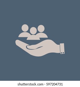 hand and the silhouette of a men