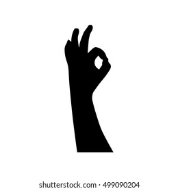Hand silhouette ok - vector illustration
