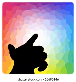 Hand Silhouette On Polychromy  Background In Vector