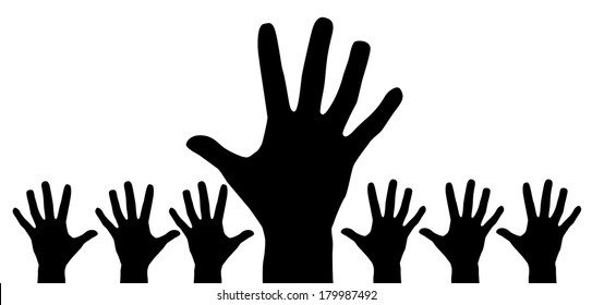 Hand silhouette on a white background isolated. Vector EPS 10 illustration.