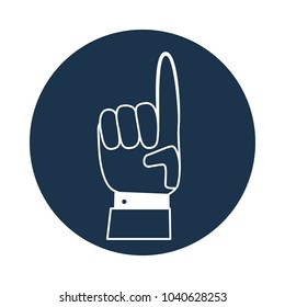 Hand silhouette with pointing finger. Vector direction sign